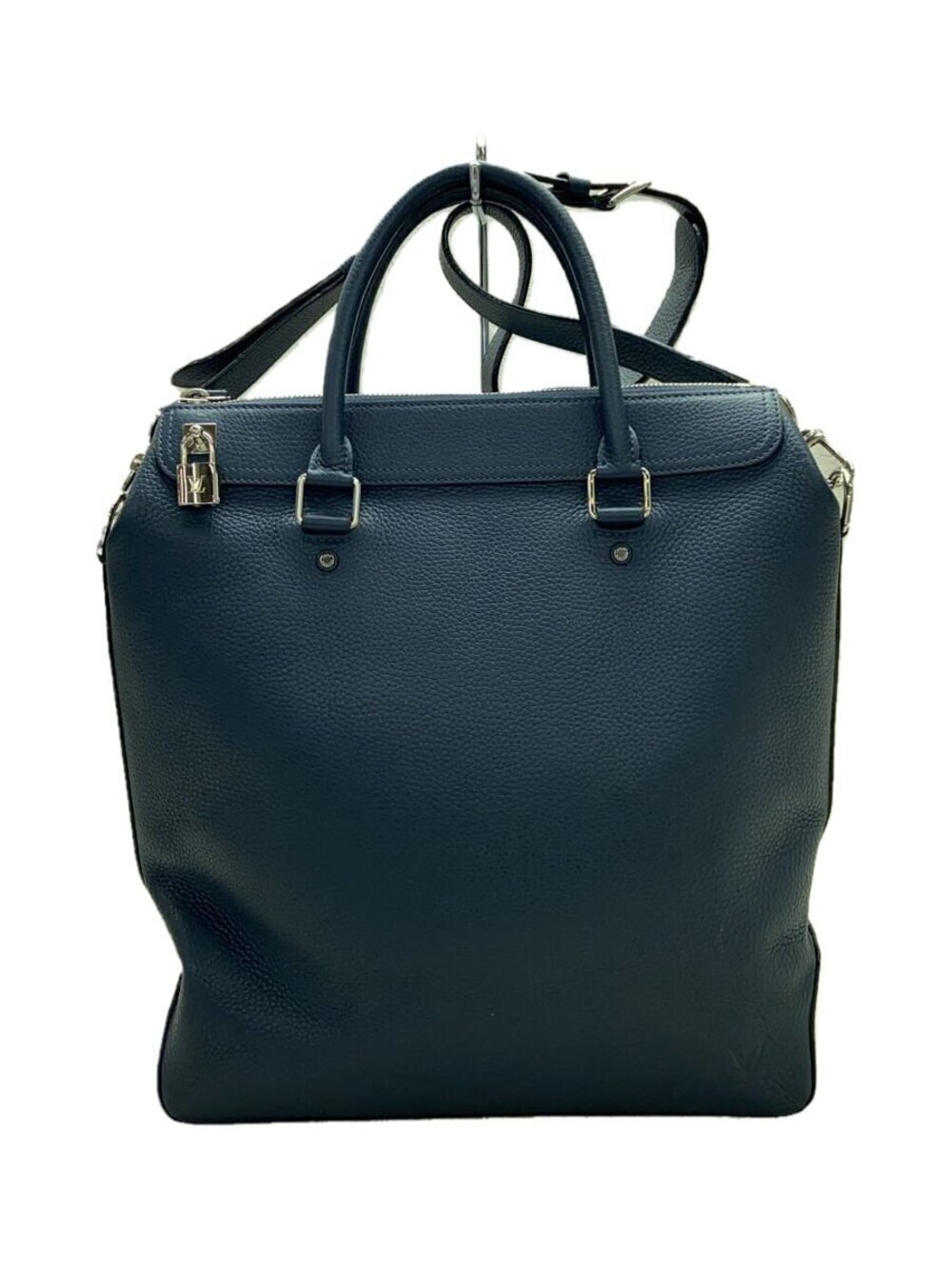 LOUIS VUITTON Cuir Taurillon Zipped Tote Leather Navy Blue Solid